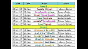 Football Asian Cup 2015 Full Schedule Time Table And Venue