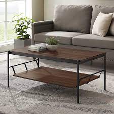 Calgary dark walnut/ivory coffee table, 48l x 26w x 19 1/2h, 112.42lbs. Dark Walnut Coffee Table With Hammock Shelf Kirklands