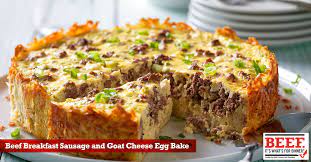 Beef Breakfast Sausage And Goat Cheese Egg Bake Recipe Sausage Breakfast Breakfast Best Brunch Recipes