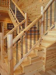I have the same knotty pine wood walls in my house. Image Result For Log Railing And Stairs Rustic Staircase Rustic Stairs Loft Railing