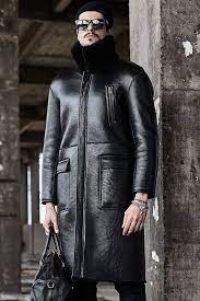 Denny Dora Mens Black Sheepskin Coat Leather Jacket Outfit Men Mens Shearling Jacket Fur Jacket Mens
