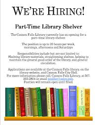 Library Shelver Needed Cannon Falls Library