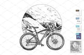 Hand Drawn Mountain Biking Bike Drawing Mountain Drawing Bike Illustration