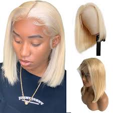 The lace at the front mimics a natural hairline, allowing you to pull the wig away from your face in a variety of hairstyles. Amazon Com 14 Inch 613 Bob Lace Front Wigs Human Hair Glueless T Part Blonde Wig 150 Density Straight Short Colored Hair Bob Wig For Black Women Can Be Dyed Beauty