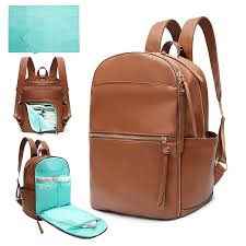 Diaper Bag Backpack Leather Diaper Bag With 6 Insulated Pockets For Mom Dad Baby Bag For Boys Girls Changing Station Stroller Straps Large Capacity China Diaper Backpack Leather And Leather Diaper