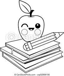 If you are not a paid rapid resizer subscriber, you can still turn photos into black and white line drawings for free! Apple Books And Pencil Vector Black And White Coloring Page A Cute Apple Character On A Stack Of Books And An Apple Black Canstock