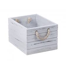 Small white wooden storage box. White Wash Wooden Crate Small