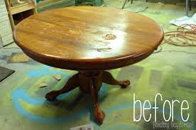 How to make a table using a log and old chair legs. Shading With Stain Table