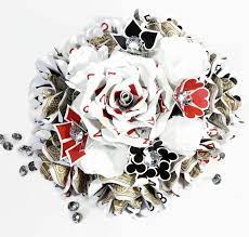 Use of one of our professionally decorated las vegas wedding ceremony locations. Poker Card Wedding Bouquet Ultimate Vegas Wedding Decor Vegas Themed Wedding Vegas Wedding Vegas Wedding Bouquet