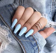 Light Blue Nails Gel Nails Coffin Blue Lightblue Babyblue Love Blue Acrylic Nails Coffin Shape Nails Pretty Acrylic Nails