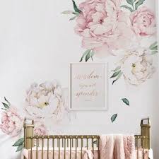 Simple Shapes Peony Flowers Wall Decal Flower Wall Decals Flower Wall Stickers Flower Wall