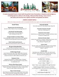 View deals for evergreen lodge yosemite. Evergreen Lodge At Yosemite Menu In Groveland California