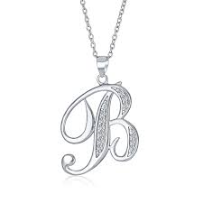 Initial padlock 16+2 extender pendant necklace in sterling silver, created for macy's $75.00 more like this. Letter B Script Initial Pendant Necklace Pave Cz 925 Sterling Silver Overstock 17996505