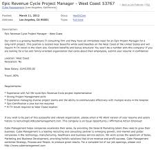 Epic Revenue Cycle Project Manager West Coast 53767 Job Posting Revenue Cycle Current Job