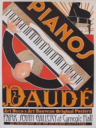 1970s Original French Art Deco Piano Poster Pianos Daude Daude Vintage Advertising Posters Vintage French Posters Art Deco Posters