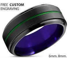 Black Green Purple Man Wedding Band Mens Wedding Band Purple 8mm Tungsten Wedding Ring Green Engagement Ring Promise Ring Personalized Rings Mens Wedding Bands Mens Wedding Bands Mens Wedding Bands Unique
