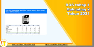 Sebagai bahan penyusunan rkas tahun 2021, bapak atau ibu selaku bendahara sekolah dapat menyimak file berikut. Bos Tahap 1 Gelombag 2 Tahun 2021 Ij Com