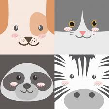 Maybe you would like to learn more about one of these? Cute Cartoon Animals Faces Collection Cartoon Animals Animal Faces Minimalist Animal