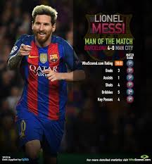 Great skill from b silva again keeps control in the penalty area, he puts a perfect cross into aguero unmarked in the far post who somehow puts it. Barcelona 4 Man City 0 Messi Scored Three Goals From 4 Shots Won A Penalty And Put Neymar Through For Barca S Fourth Lionel Messi Messi Man Of The Match