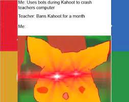 Kahoot is an education tool that allows students to participate in quiz games by connecting players' devices to a host computer. 5 Kids 5 Bot Spammers 1000 Kahoot Bots And A Broken Computer Dankmemes