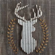 Add a vintage charm to your christmas decor with this piece of wall decor! Wood Corrugated Metal Deer Wall Decor Antique Farmhouse