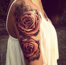 Love The Shade Of Pink Red On The Roses Tattoos Rose Tattoos Tattoo Designs For Girls