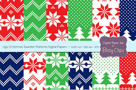Christmas sweater pattern stock vectors, clipart and illustrations. Ugly Christmas Sweater Patterns Digital Paper Set Commercial Use Christmas Scrapbook Paper Background Pattern 86995 Backgrounds Design Bundles