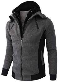 Men S Slim Fit Double Zipper Hooded Jacket Turtleneck Fleece Hoodie Outerwear Click Image For More Details This Is Slim Fit Men Hoodies Men Fleece Hoodie