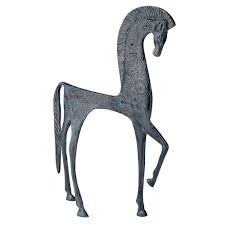 Greek Ironwork Spartan Horse Figurine Horse Figurine Horse Sculpture Design Toscano