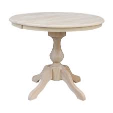The Gray Barn Fairy Glen 36 Inch Unfinished Round Top Pedestal Table With 12 Inch Leaf Bar Height Dining Table Pedestal Table Wood Dining Table