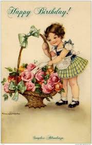 Buon Compleanno Vintage Ephemera Carta D Epoca Illustrazioni Vintage