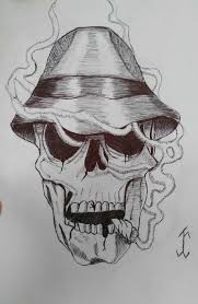 Skulldetective Skull Drawing Draw Pen Art Detective Smoke Head Gothic Art Drawings Draw