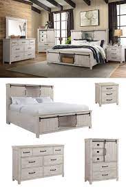 The Scott White Bedroom Set Will Update Any Bedroom With Its Fashion Forward Functionality Add A White Rustic Bedroom King Size Bedroom Sets White Bedroom Set