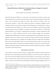 Pdf Nonprofit Business Collaboration Operationalising A Strategy For Nonprofit Organizations