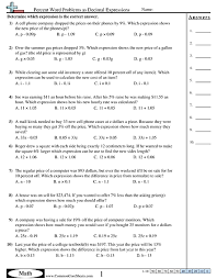 Algebra Worksheets Percent Word Problems As Decimal Expressions Workshe Writing Algebraic Expressions Simplifying Algebraic Expressions Algebraic Expressions