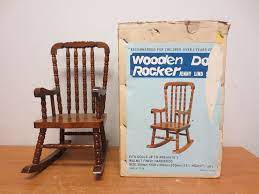 vintage jenny lind style wooden doll rocker chair walnut with box unbranded rocker chairs play table chairs wooden dolls