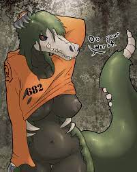 4:5 anthro blood bodily fluids bone breasts claws clothing  dialogue dunewulff english text female genitals hi res hoodie monster pussy  scp-682 scp foundation skull solo text topwear torn clothing 