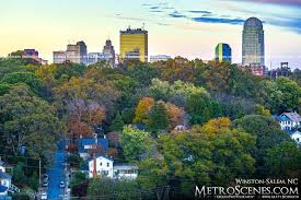Fall Autumn Colors With The Winston Salem Skyline Skyline Cityscape Photography Skyline Art