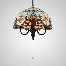 Hanging pull chain light fixture. Bowl Shade Ceiling Light With Pull Chain 3 Lights Tiffany Victorian Stained Glass Hanging Light For Foyer Beautifulhalo Com
