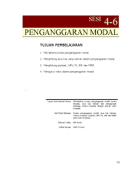 Tujuan dan fungsi anggaran modal. Sesi 4 6 Penganggaran Modal