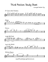 Third Position Study Sheet Part Of The Free Winter 2016 Music Packet Available In 2020 Violin Music Violin Lessons Violin Teaching