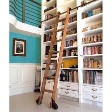 Reach) black rolling ladder kit with 12 ft. Quiet Glide 8 Ft Red Oak Braking Rolling Hook Ladder With Rail Kit Rail Finish B Rolling Ladder Rolling Library Ladder Library Ladder
