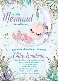 Mermaid Baby Shower Invitation Under The Sea Invite Thank You Diaper Raffl Mermaid Baby Shower Invitations Baby Shower Invites For Girl Baby Girl Shower Themes