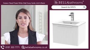 Hudson Reed Fluted Satin White Wall Hung Single Drawer Vanity Unit with  Basin 500mm