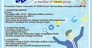 Seorang teller yang baik harus datang tepat waktu sesuai dengan jam masuk, harus memastikan express teller merupakan teller yang hanya melaksanakan pembayaran tunai di bawah nilai nominal tertentu. Informasi Loker Medan Di Pt Wahana Ottomitra Multiartha Tbk Wom Finance Lokermedan Id Pusat Lokernya Medan