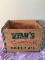 Vintage Ryan's Champagne Style Ginger Ale Wooden Box Metal Advertising  Drink