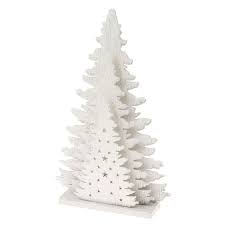 Quando giunse l'inverno, i taglialegna cominciarono ad abbattere gli alberi e a ricavare i ciocchi di legna da. Albero Di Natale Triplo In Legno Vintage Bianco A Batteria 20 Led Luce Fissa Bianco Classic