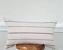 Black And White Lumbar Pillow Cover Black Lumbar Pillow Cover With Cream Stripes 16x26 More Etsy Lumbar Pillow Cover Black Throw Pillows Black And White Pillows