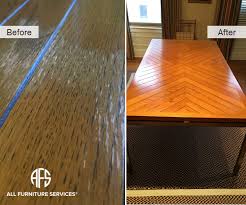 Sand the entire table to remove all stain from edges and legs. Peeling Wooden Furniture Kitchen Dining Table Top Water Damage Repair Striping Staining And Re Finishing Nyc Furniture Repair