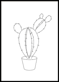 Black And White Cactus Drawing Poster With A Black And White Illustration Of A Cactus In A Graphic Style Fits Perfectly In The Trendy Home C Illustration Blume Grafische Poster Zeichnungen